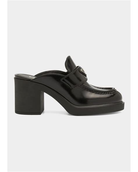 heeled prada loafers|Prada mule loafer.